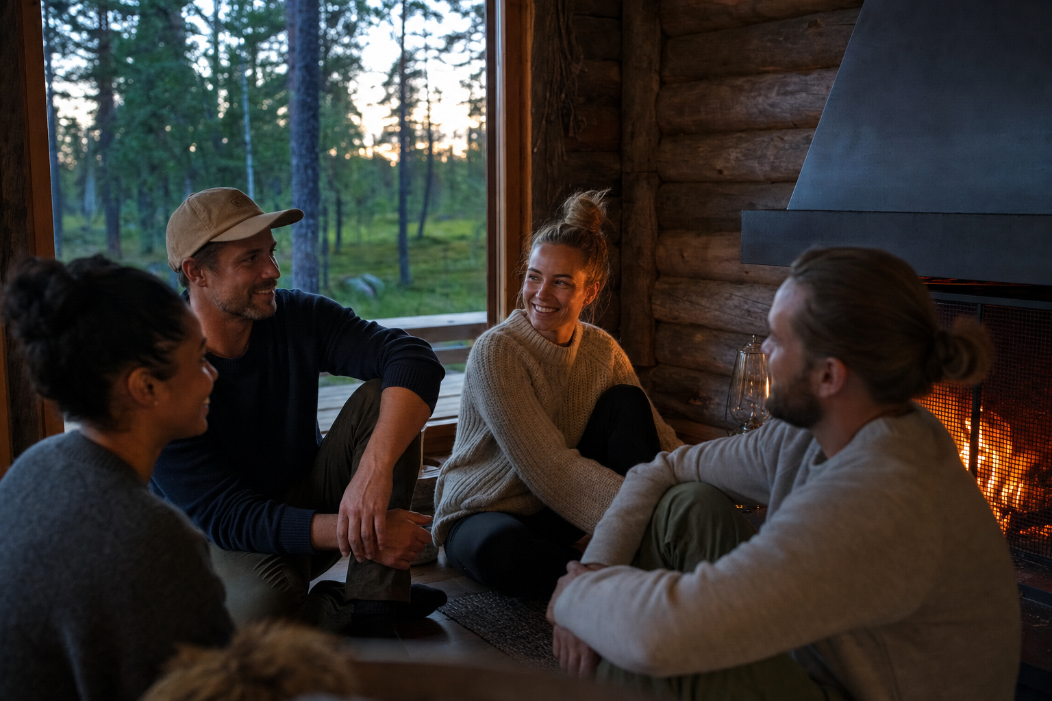 Abend in der Blockhütte